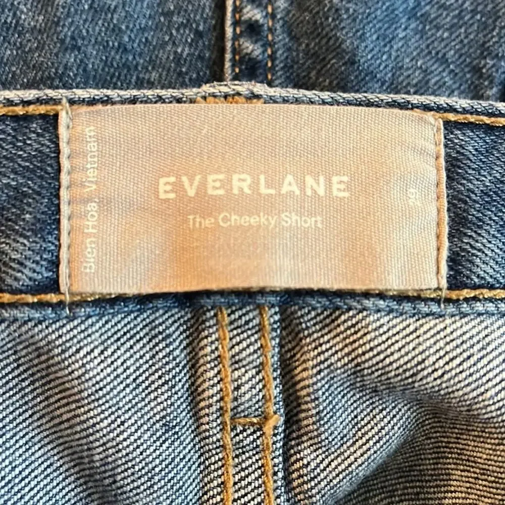 EVERLANE button fly high waisted cheeky short jean shorts cutoffs size 29